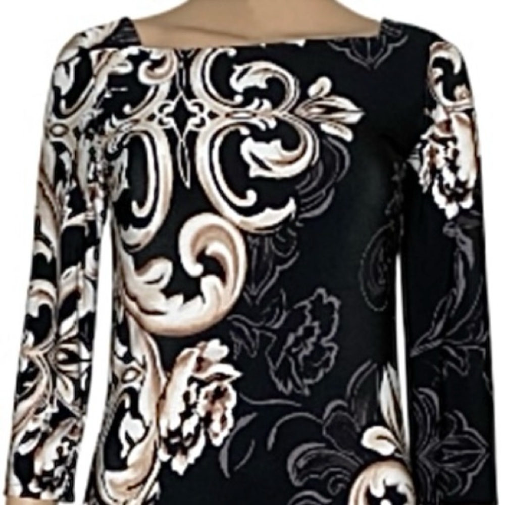 White House Black Market Elegant Black and Cream Midi Dress Sz. XS - Picture 5 of 5